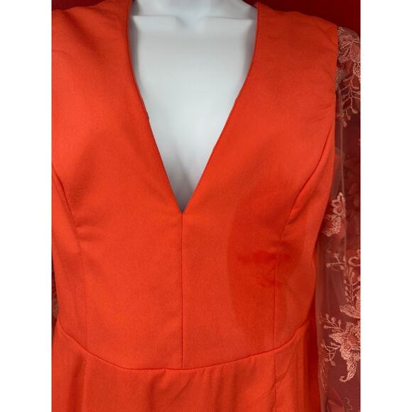 Anthropologie Helsi Blair V Neck Dimensional Coral Floral Gown Maxi Dress M NWT - Picture 14 of 16